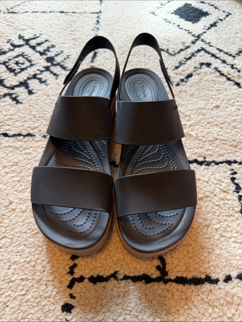 CROCS Brooklyn LiteRide Platform Sandals in Brown and Black - Picture 2 of 7